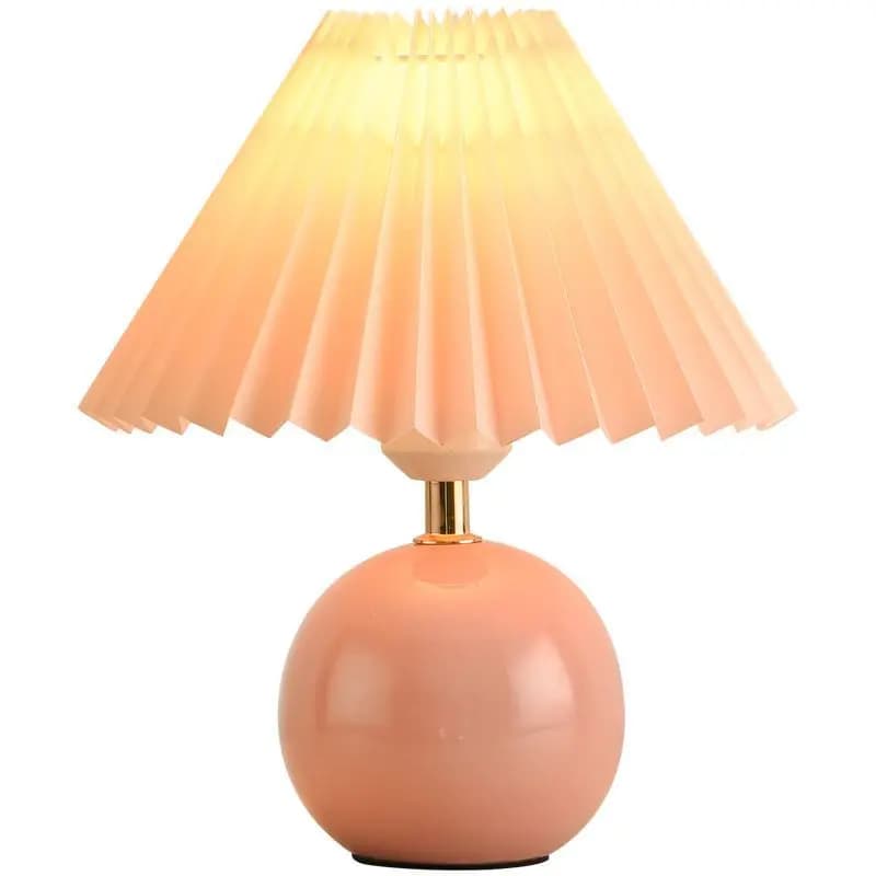 Lampada da Comodino Decorativa in Ceramica Creativa a Pieghe per la Camera da Letto delle Ragazze