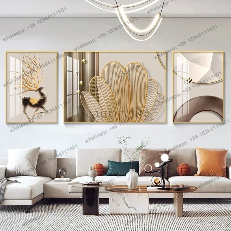 Triple Wall, Painted Calligraphic, Home Decoration, Decorative Squares for Rooms, Wall Decorations, Artistic Paintings, Sofa Background
