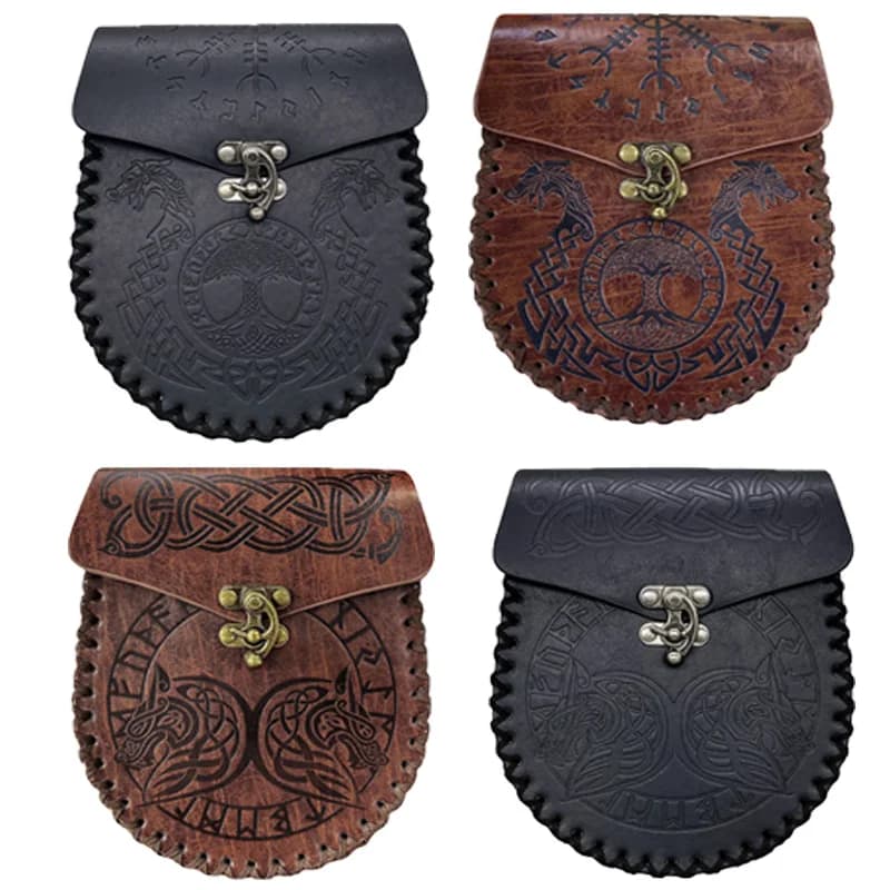 Borsa per soldi vichinga medievale Borsa per marsupi con cintura appesa Cosplay Borsa con coulisse in pelle unisex Portamonete Accessori per feste Prop