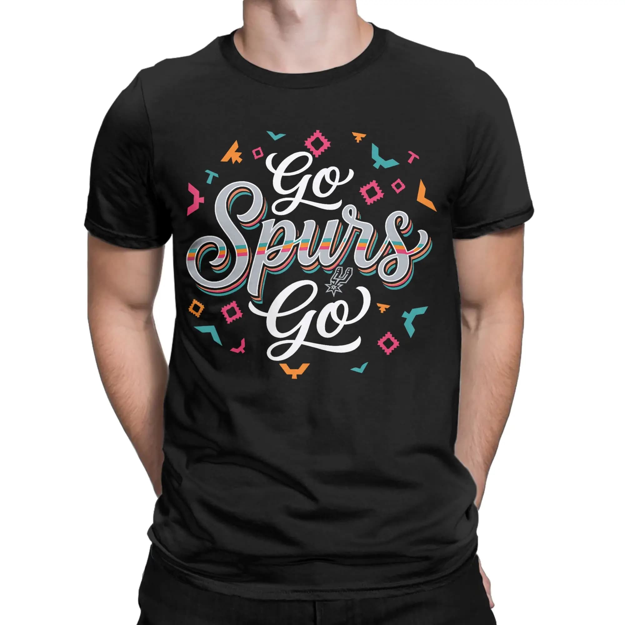 Magliette da basket Go Spurs Go per la stagione di basket, magliette da uomo in puro cotone, divertenti, girocollo, abbigliamento casual