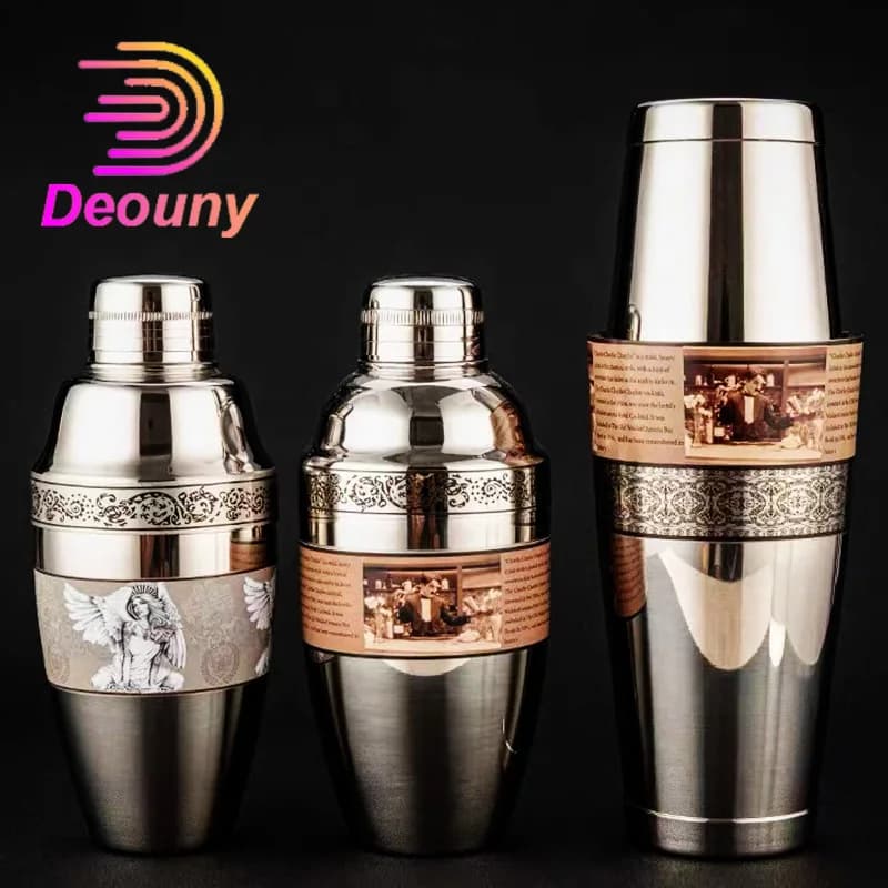 DEOUNY Nostalgic Chaplin Shaker incisione Cocktail in acciaio inossidabile Boston Bar Shaker Bar Tools