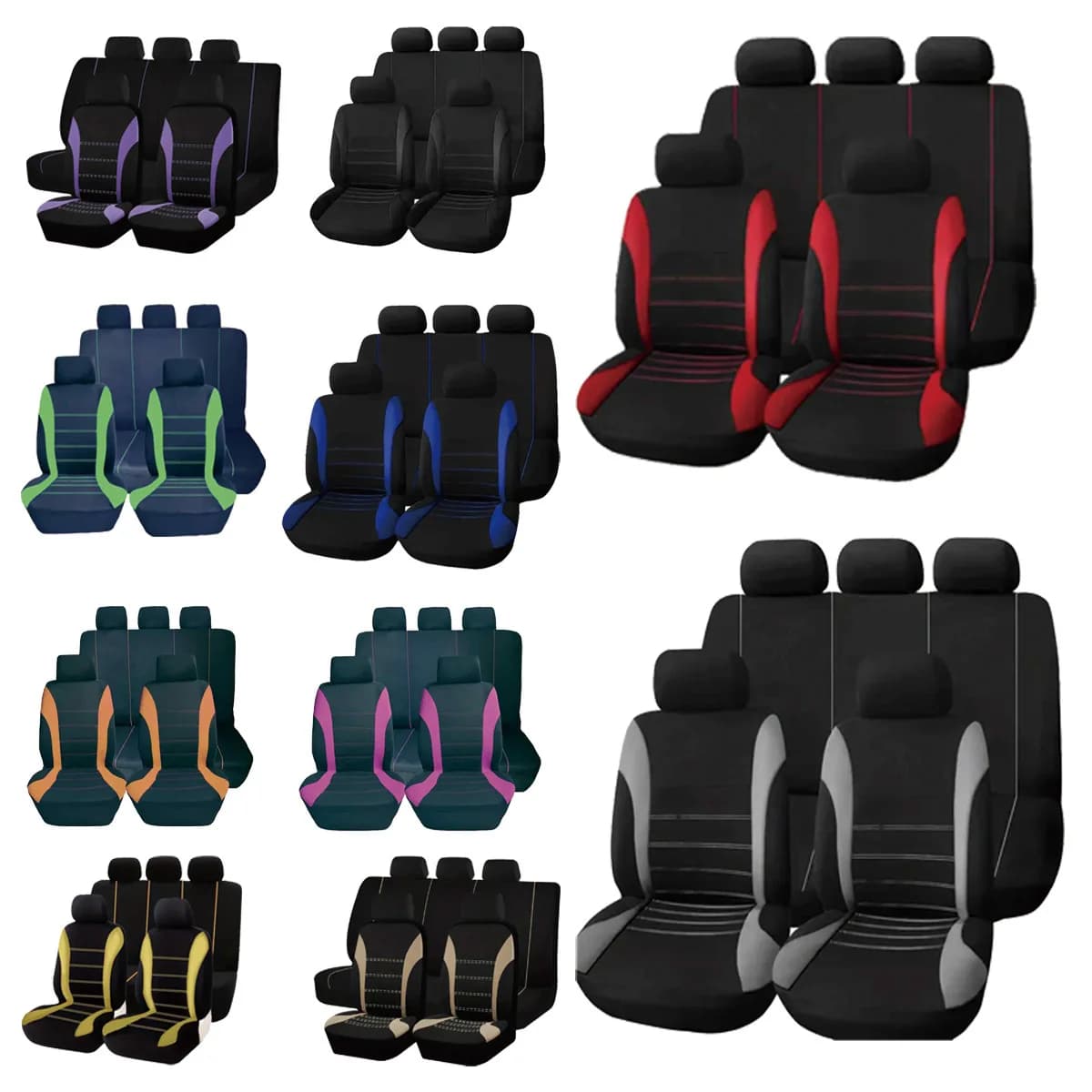 Cuscino Universale per Sedile Auto con Design a Fascia Lombare, Misura Universale Adatta per Auto, SUV, Camion, Furgoni, Accessori Interni, Set Completo di Coprisedili