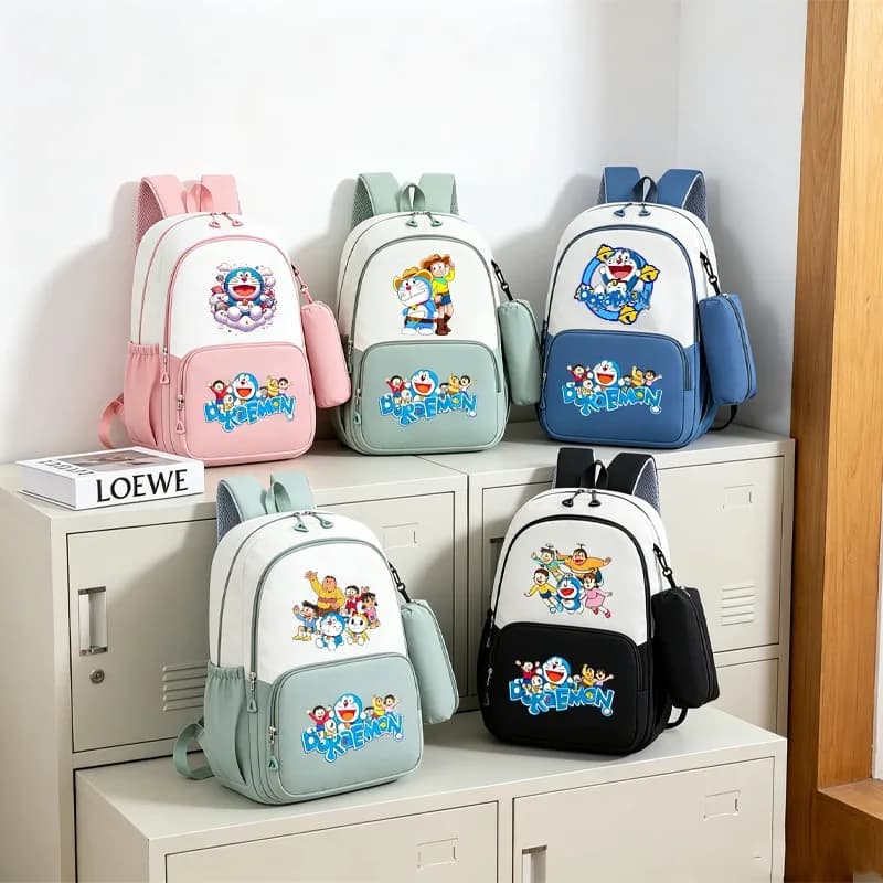 Doraemons Backpack and Pencil Case 2piece Cartoon Anime Print Schoolbag Students Back To School Large Capacity Backpacks Gifts