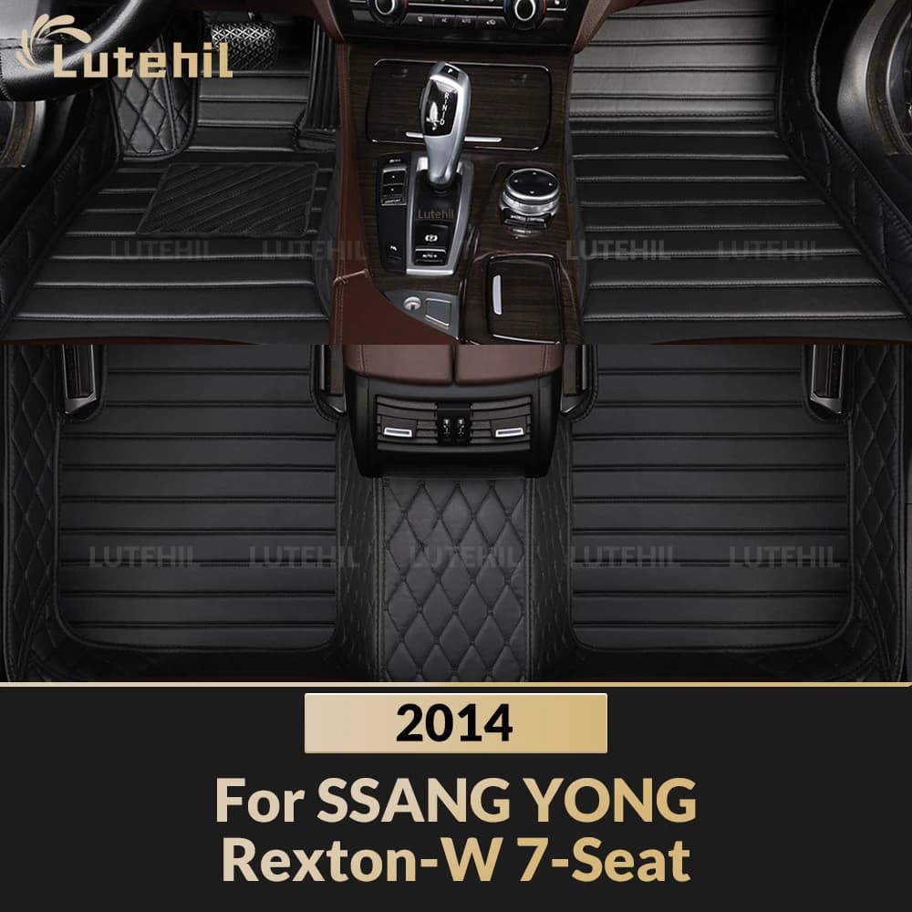 Tappetini per Auto SSANG YONG Rexton-W (7 Posti) 2014, Copertura in Moquette per Tutte le Stagioni, Protezione Interna per Prima e Seconda Fila