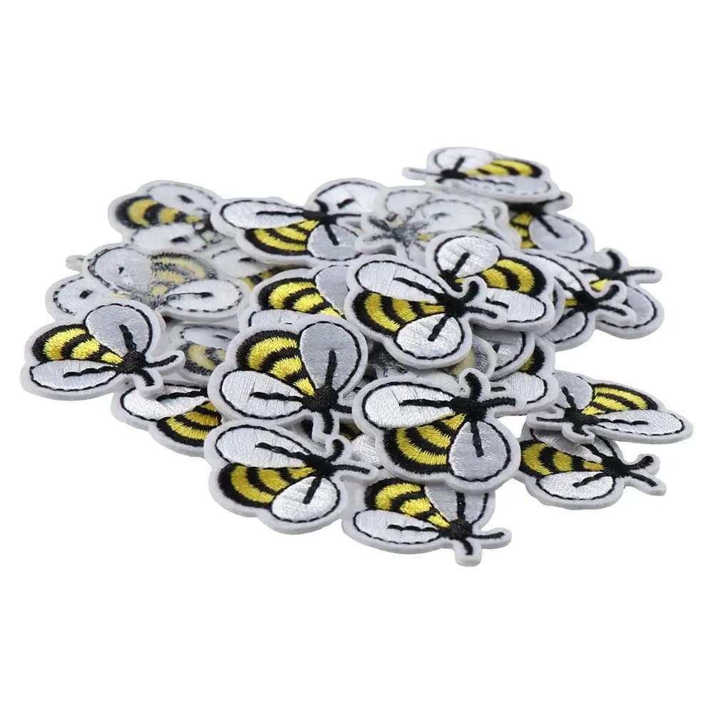 60 PCS Bee Shape Embroidered Patches,Bee Patches Iron-on Sewing Patches,Applique Decoration for Bags Jackets Jeans Hats Clothes
