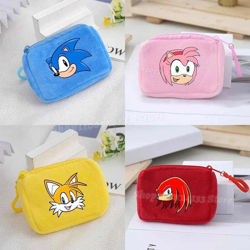 Soniced Coin Purse Wallet Cute Anime Canvas Cartoon Print Portable Wallet Key Bank Card Storage Mini Bag Kawaii Birthday Gift