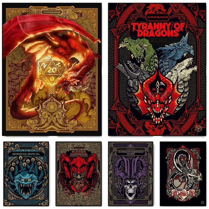 Classico videogioco Dungeons and Dragons Cover Poster Stampe Stampa su tela Immagine artistica da parete per soggiorno Decorazioni per la casa