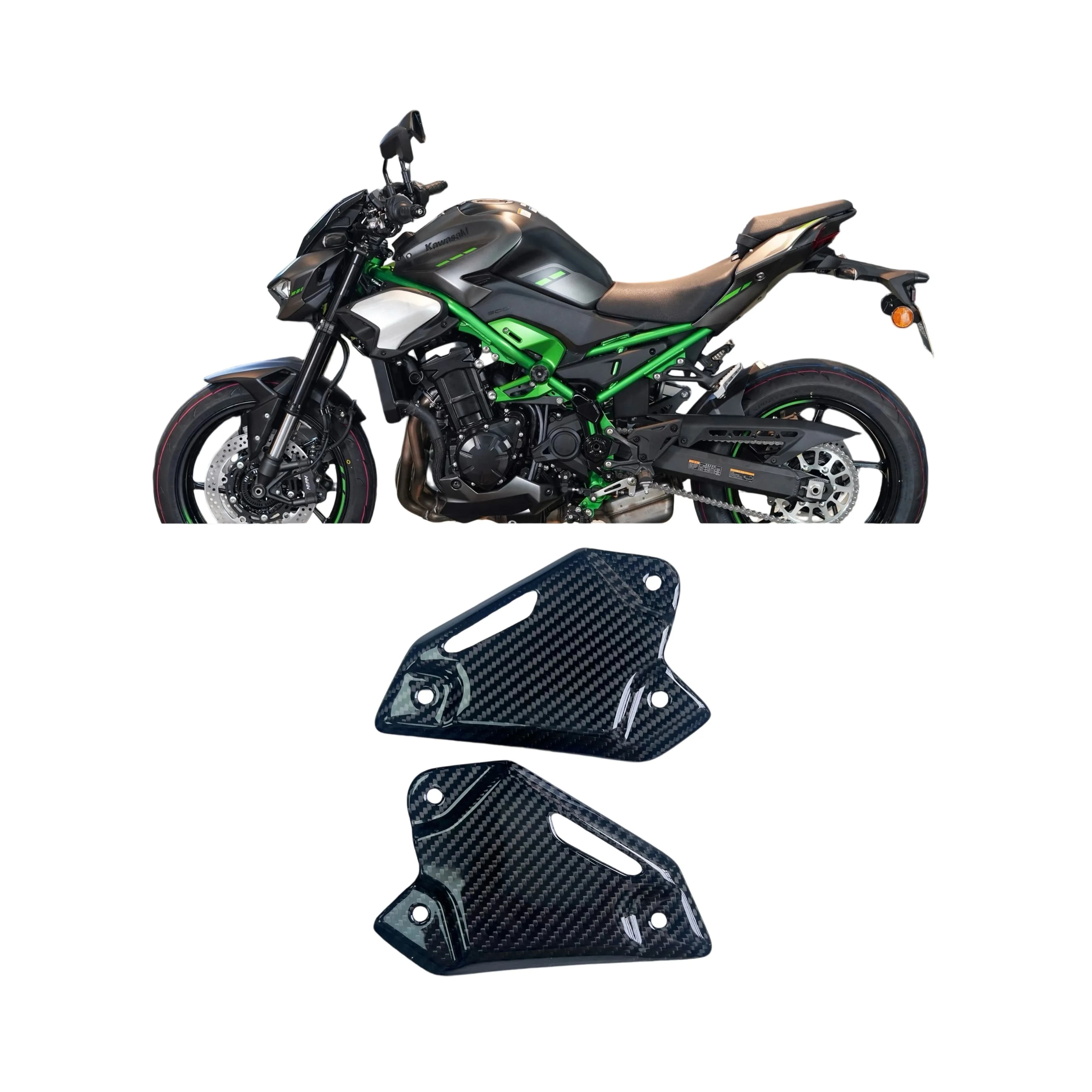 100% 3K In Fibra di Carbonio Per Kawasaki Z900 Z900SE 2017-2025 Accessori Moto Tacco Piastre Protezioni Pedane