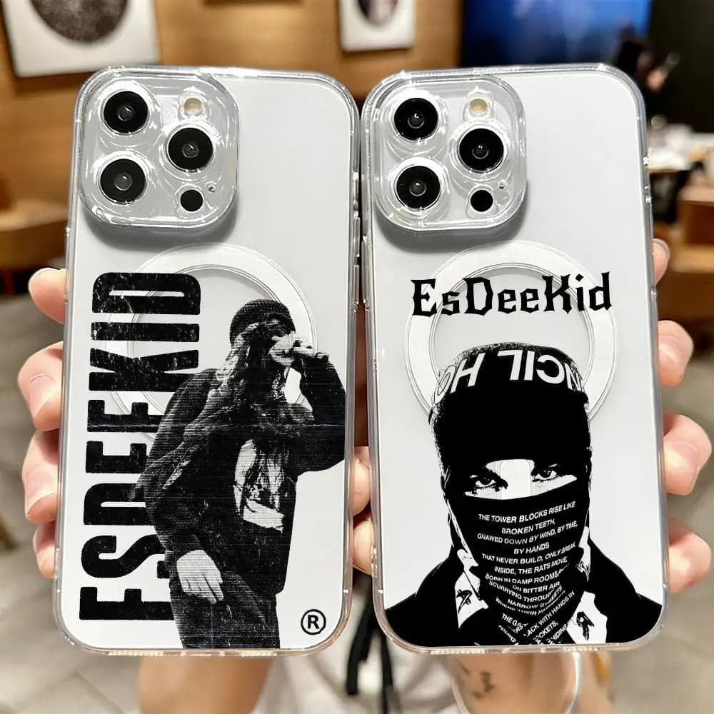 E-EsDeeKid Cloud Rap Trap Cover per iPhone 17 16 15 14 13 12 Pro Max Plus, Custodia Magnetica Trasparente con Ricarica Wireless