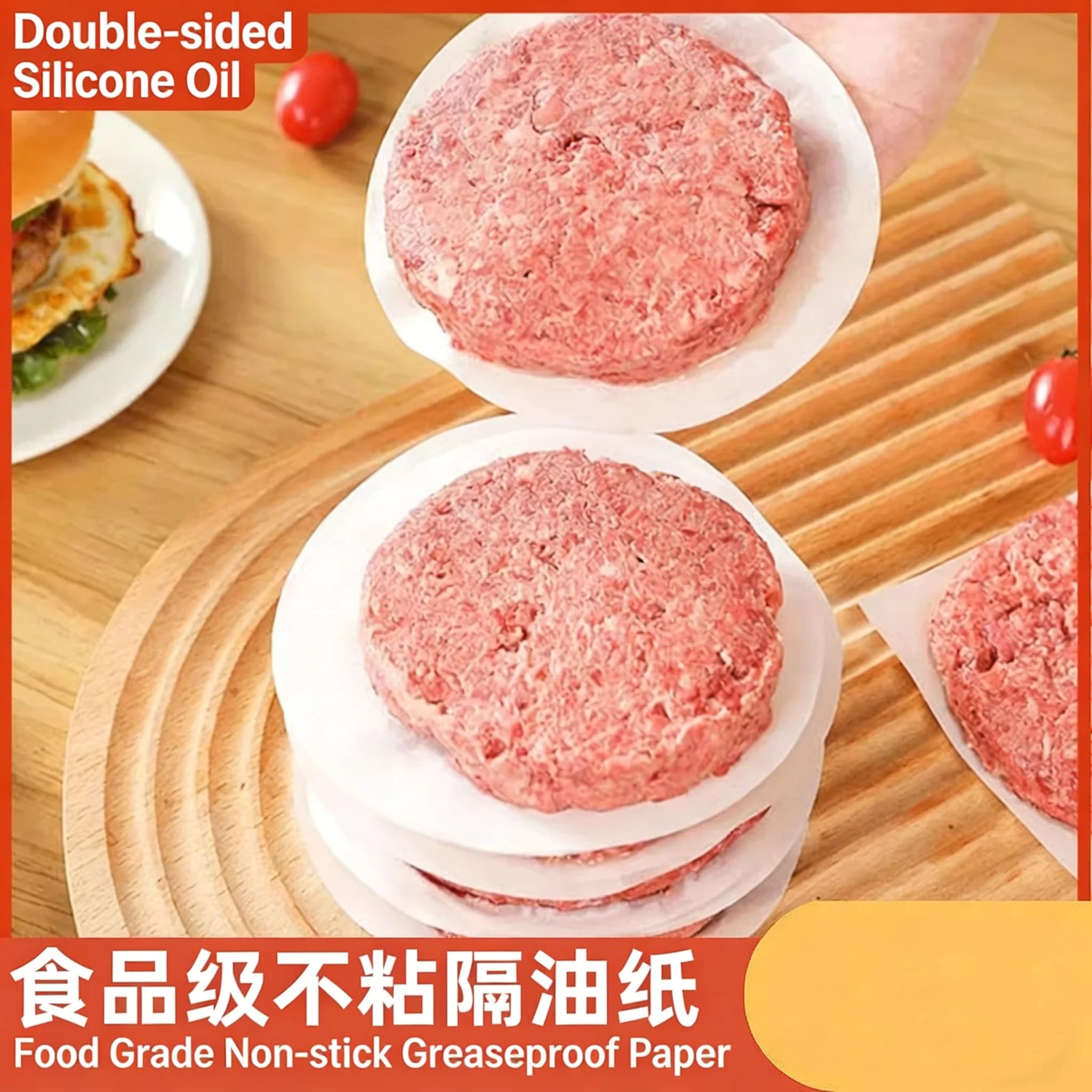 500PCS Hamburger Patty Papers 6/7/8/9/10/12CM Wax Papers for Separating Frozen Pressed Burger Patties 500 Burgers per Pack