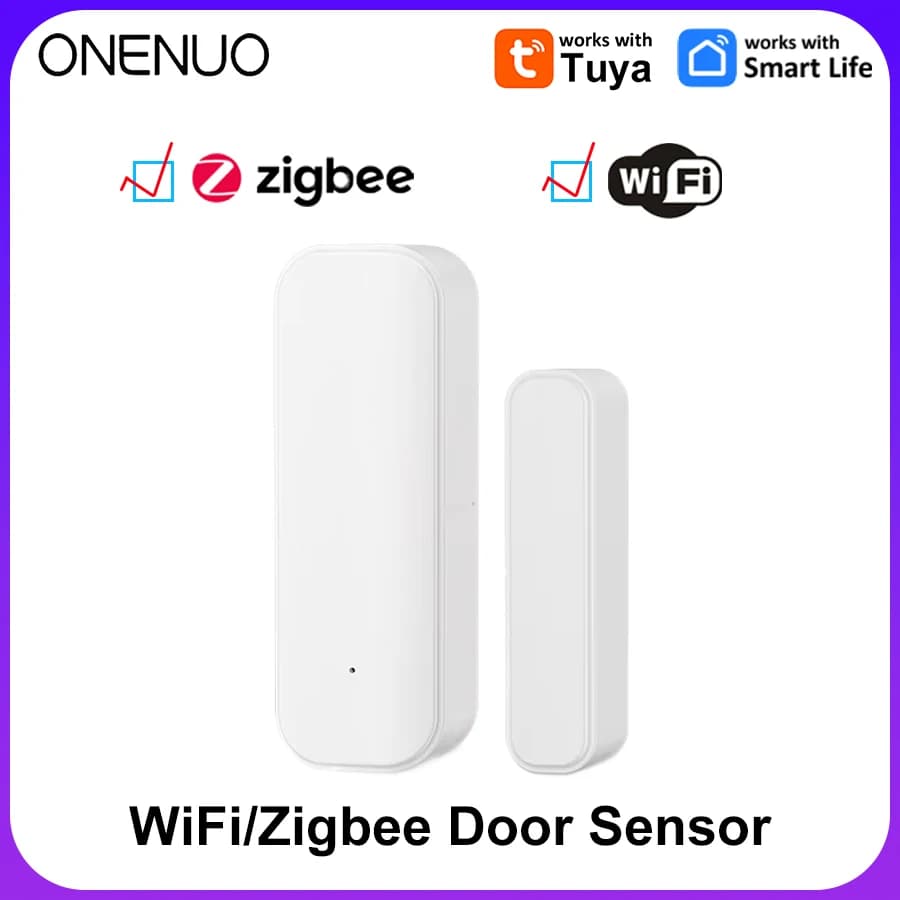 Sensore per porte e finestre Zigbee o WiFi con batteria Sistema di allarme di sicurezza domestica intelligente Tuya Controllo vocale tramite Alexa Google Home Smart