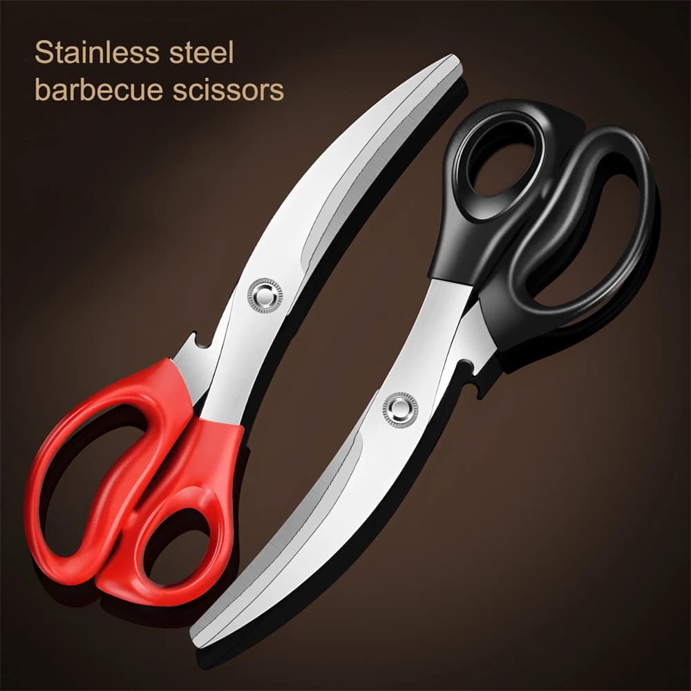 1PC，Korean Barbecue Scissors Stainless Steel Kitchen Scissors Meat Vegetables Food Scissors Cooking Tools Kitchen Stuff