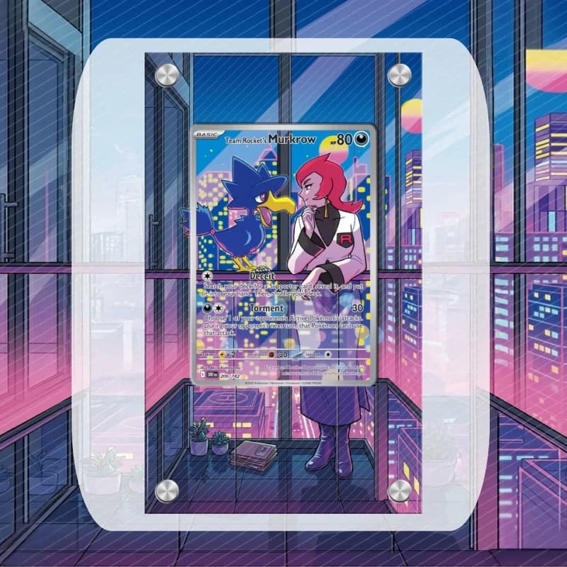 Espositore per Carte Pokemon Murkrow, Portachiavi PTCG, Oggetti da Collezione Anime, Merchandise Anime, Custodia Protettiva in Acrilico, Giocattoli, Regalo
