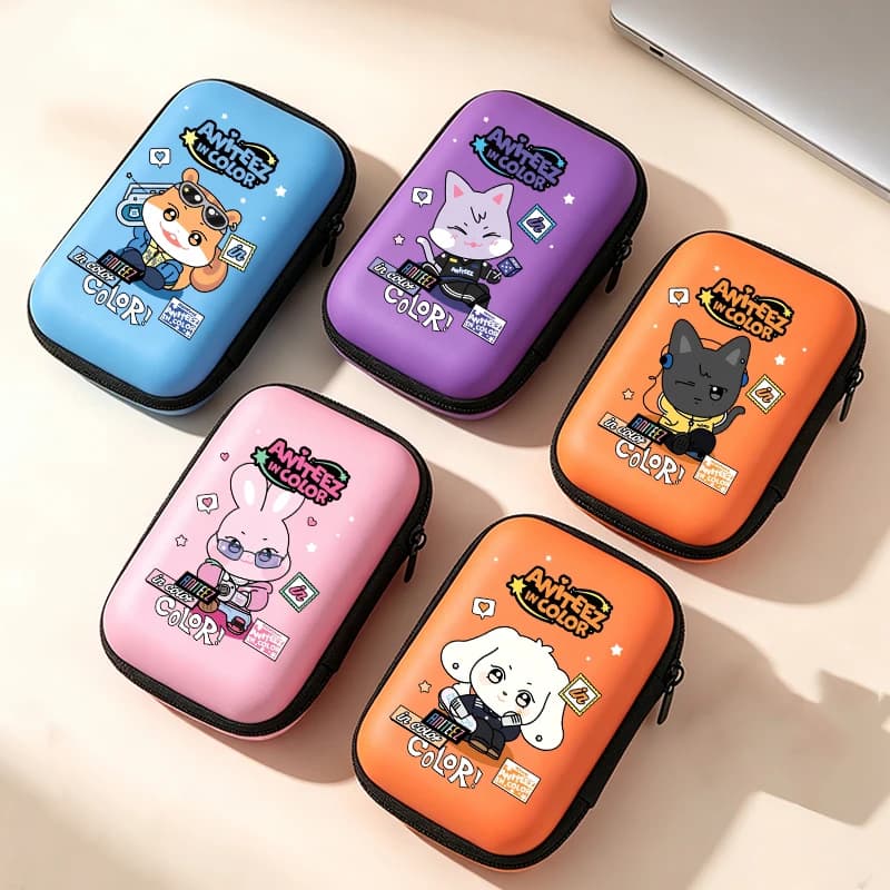 ATEEZ Data Cable Storage Bag K-pop Man Groups Card Storage Box Deck Boxes Fashion Card Organizer Travel Portable Card Case Gift