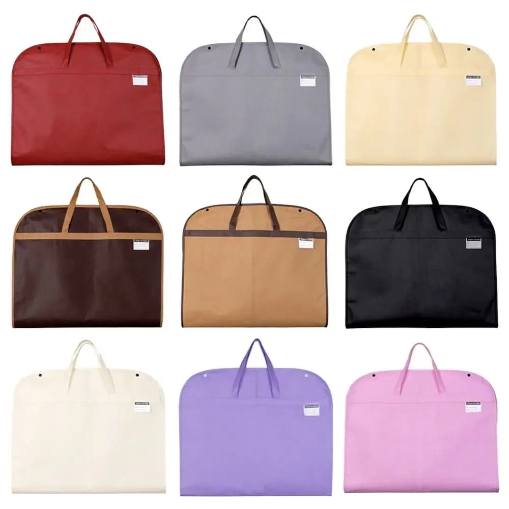 New Foldable Garment Bag Non-woven Solid Color Suit Storage Bag Portable Dress Jacket Protective Cover