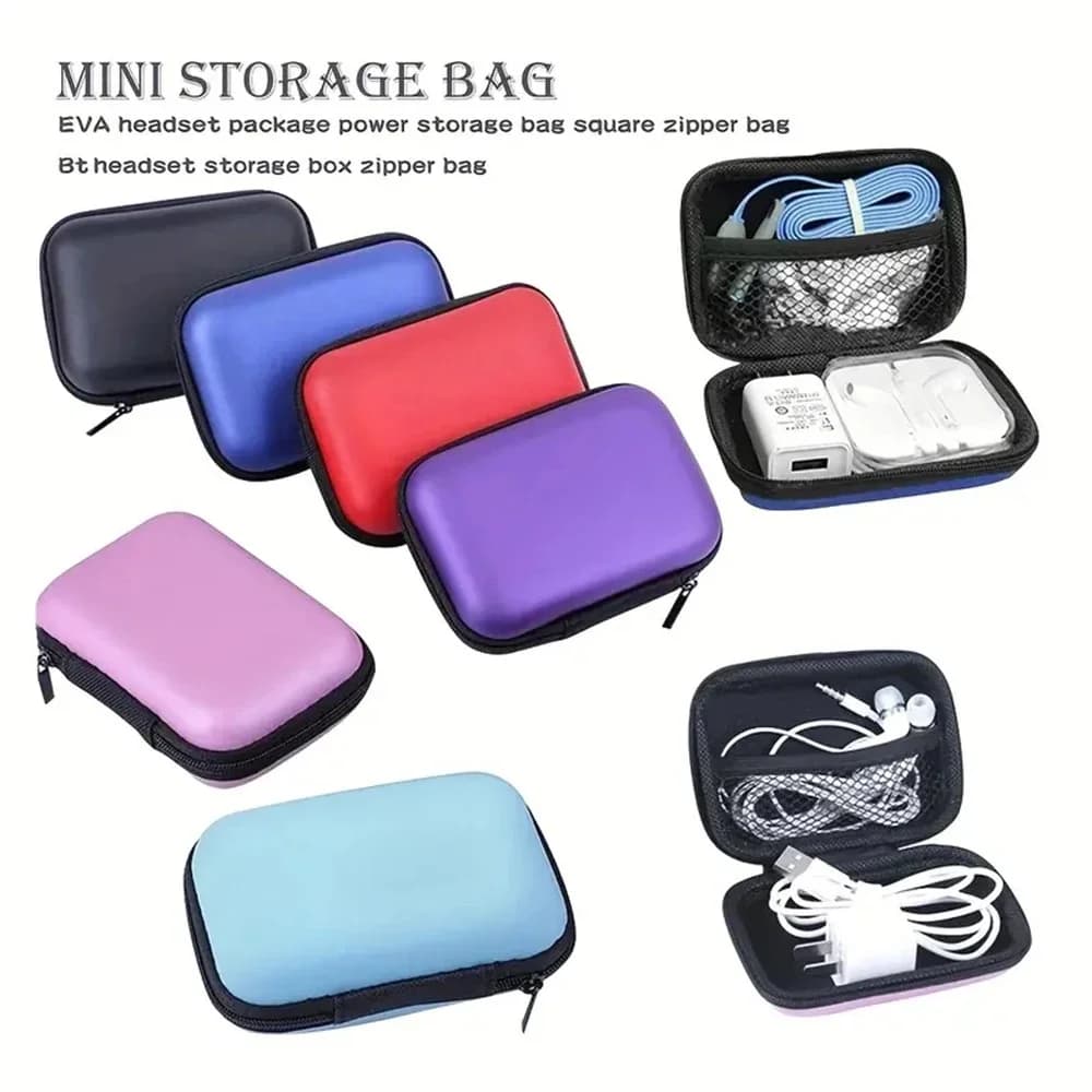 Cavo dati Unità flash USB Custodia per cuffie Borsa da viaggio portatile in Eva Caricatore per telefono cellulare Protezione cavo dati Custodia con cerniera