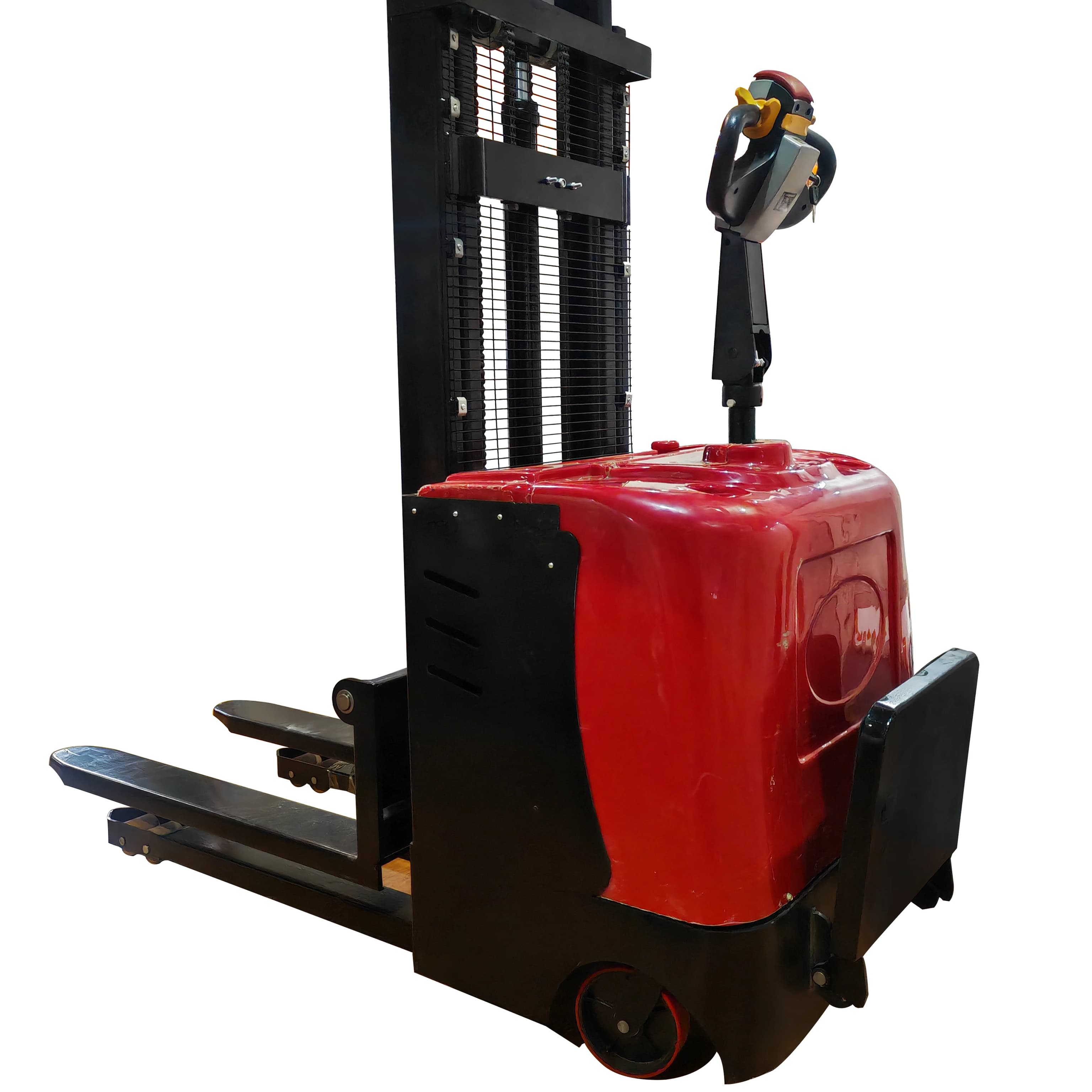 Carrello Elevatore Elettrico da 1-2 Tonnellate con Batteria e Caricabatterie, Componenti Essenziali Nuovi per Magazzini con Spazi Ristretti