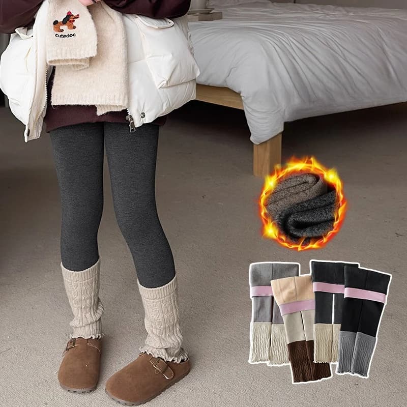 leggings per bambini per vestiti per ragazze autunno e inverno pantaloni alla caviglia ispessiti in pile Calzini alla moda Cotone pettinato