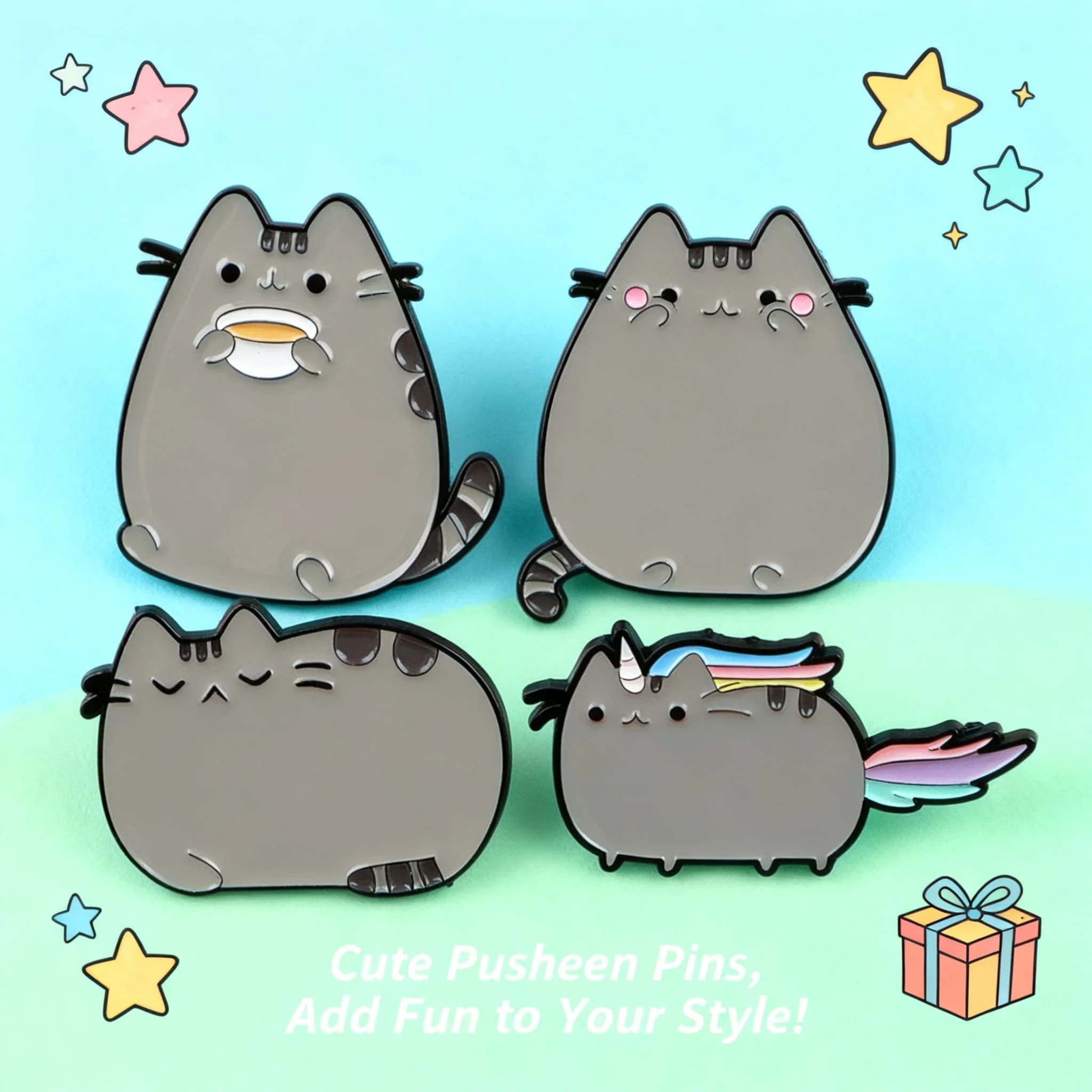 Spilla Distintivo in Lega a Forma di Gatto Pusheen, Accessori per Abbigliamento e Zaini, Gioielli, Commercio all'Ingrosso Transfrontaliero, Disponibile in Magazzino, Pronto per la Spedizione
