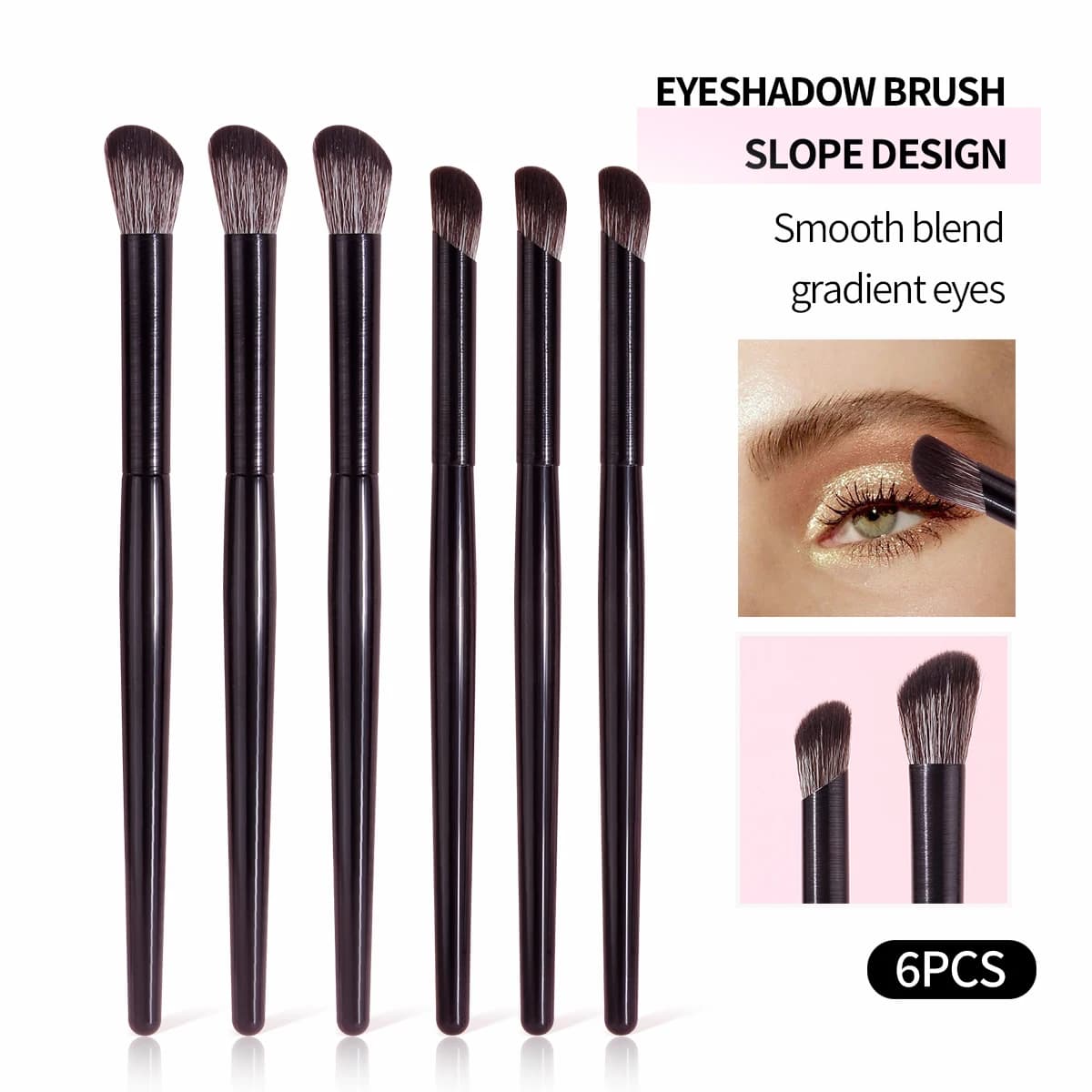 Set di 6 Pennelli per Trucco Occhi Professionali, Morbidi Pennelli per Contorno, Ombretto e Illuminante, Strumenti Cosmetici per la Bellezza del Viso Femminile