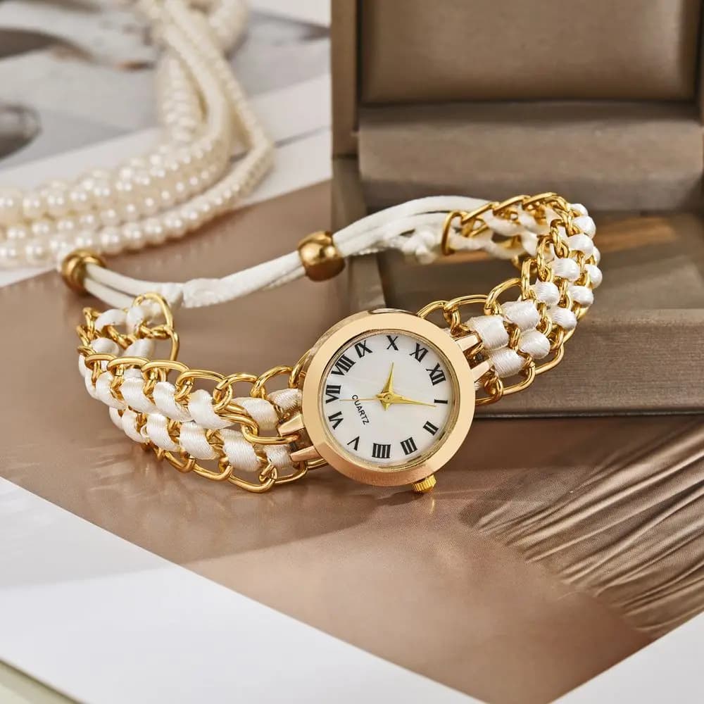 Orologio da Donna Casual, Bracciale Intrecciato alla Moda, Orologi al Quarzo, Semplice ed Elegante con Cinturino Regolabile