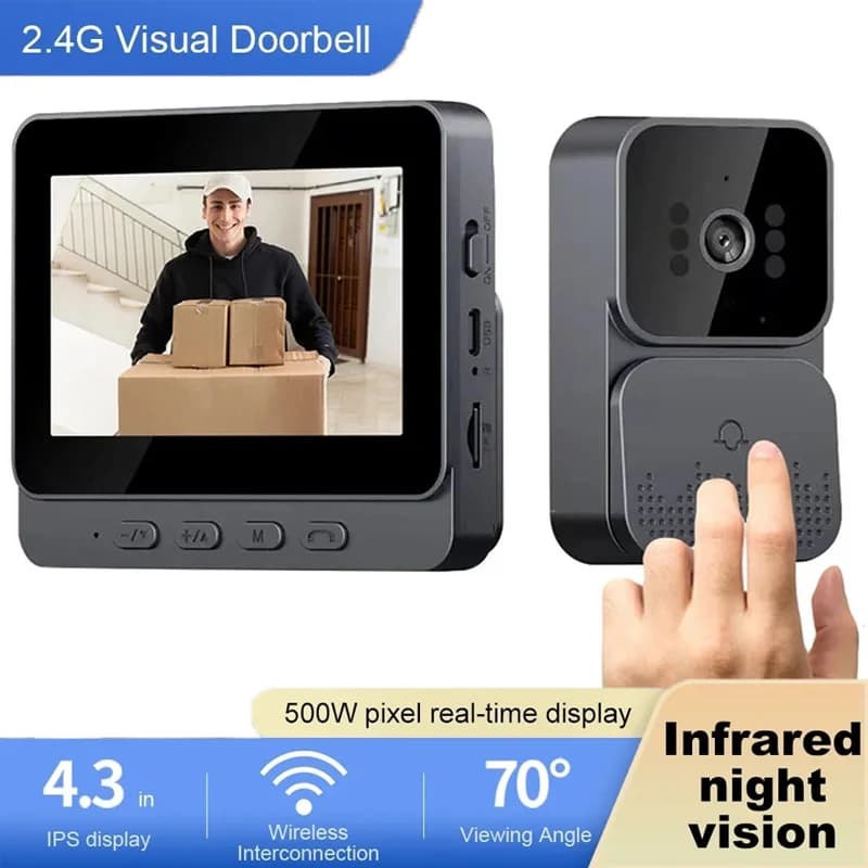 Smart WiFi 2.4G campanelli Wireless videocitofono telecamera Inteligente visione notturna schermo HD da 4.3 pollici per la sicurezza appartamento domestico