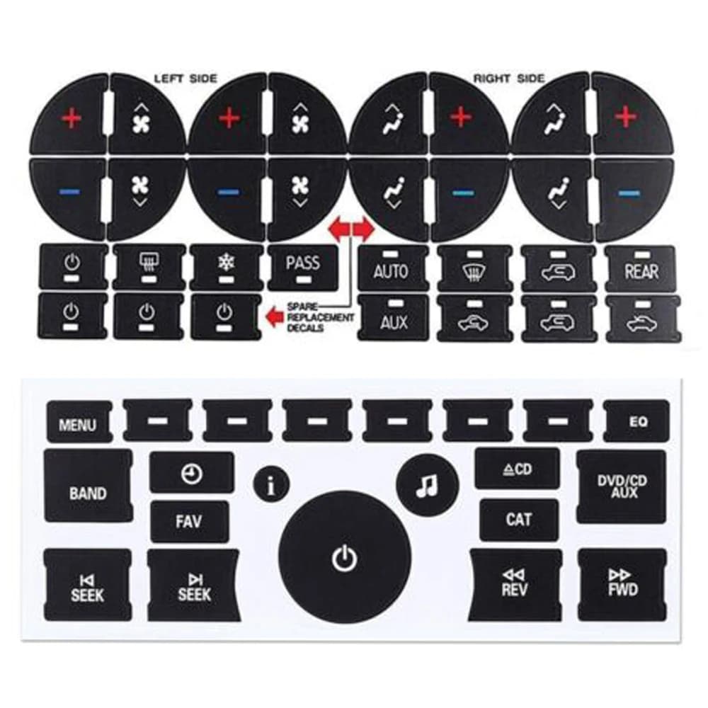 Auto AC Dash Button Kit di riparazione Sticker Dash Board decalcomania per Buick Enclave Chevy Avalanche Silverado Tahoe GMC Acadia Sierra Yukon