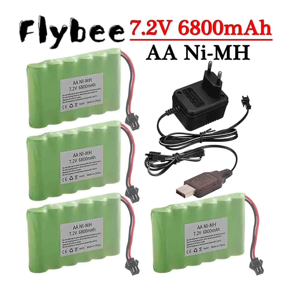 Ni-MH 7.2V 6800mAh SM Spina Batteria e 7.2V Caricatore Per RC Auto Robot Serbatoi Pistole Barche Giocattoli Accessori aggiornamento 7.2v Batteria Aa