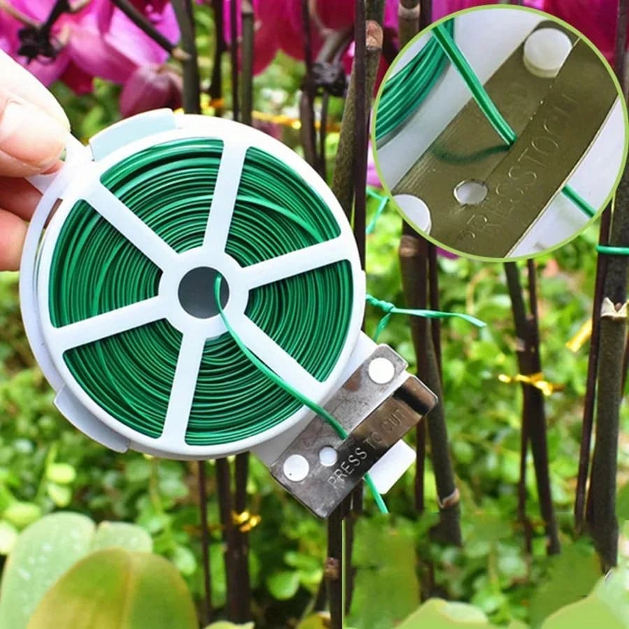 Fascette per cavi da giardino Filo di ferro di plastica per alberi Piante Cerchiatura orticola Organizzatore di linea Nastro a rulli da giardino Crescita di bonsai