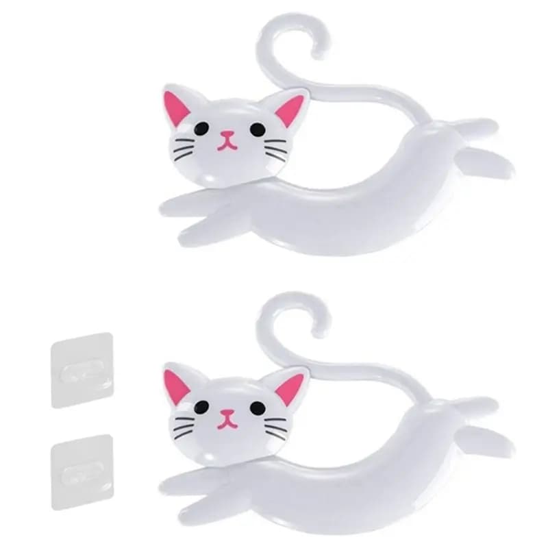 ABUI - Portasciugamani a Forma di Gatto da Parete, Portasciugamani Carino Senza Foratura, Portasciugamani a Cartone Animato da Appendere Dietro la Porta