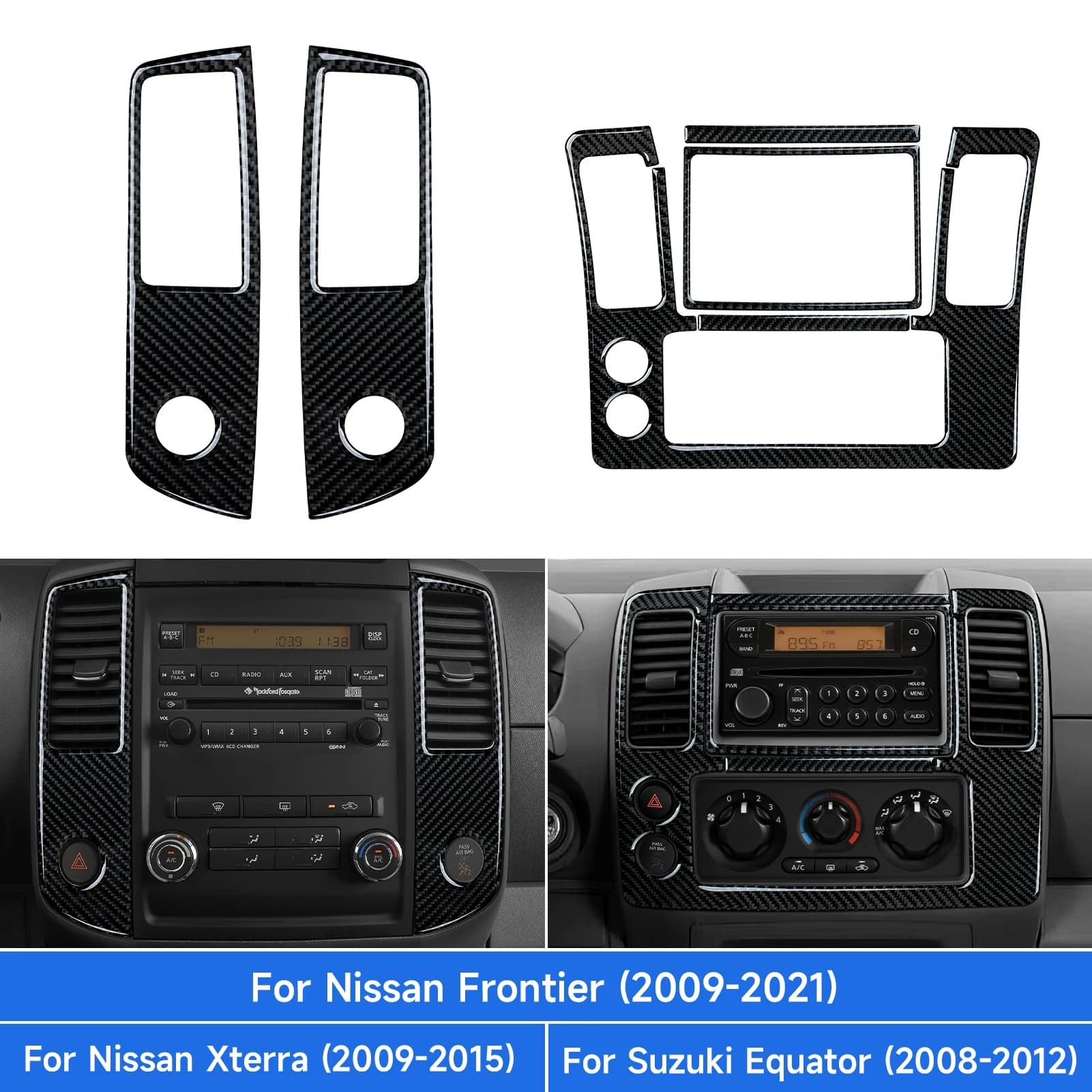 Carbon Fiber Interior Sticker. Car Center Console Air Vents Panel. For Nissan Frontier Xterra. For Suzuki Equator Accessories.