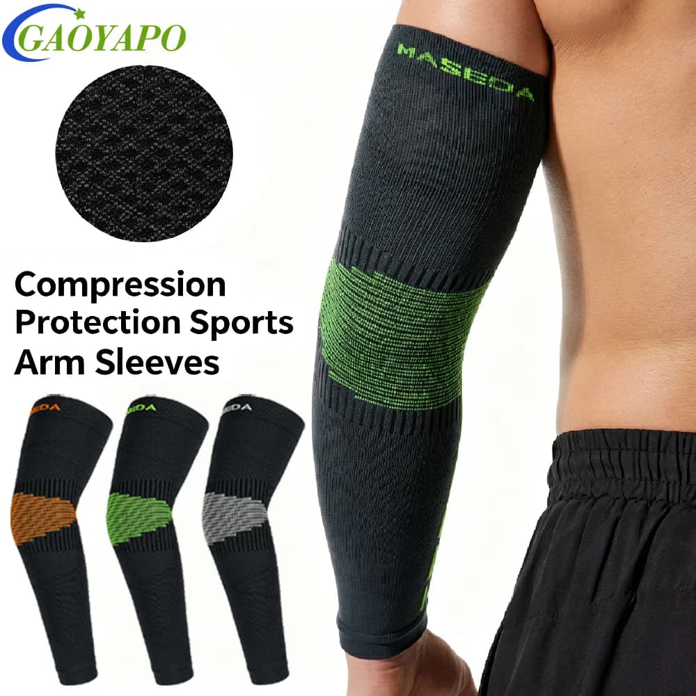 Compression Arm Sleeves 1 Pair,Anti-Slip Long Elbow to Wrist Brace,Breathable 4-Way Stretch Support for Tennis Elbow,Gym Workout