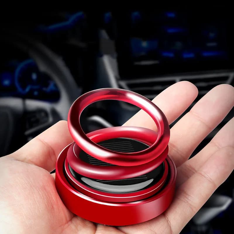 Profumatore per Auto Solare con Doppio Anello Rotante, Ornamento Aromaterapico di Lusso, Decorazione Interna, Fragranza per Uomini e Donne