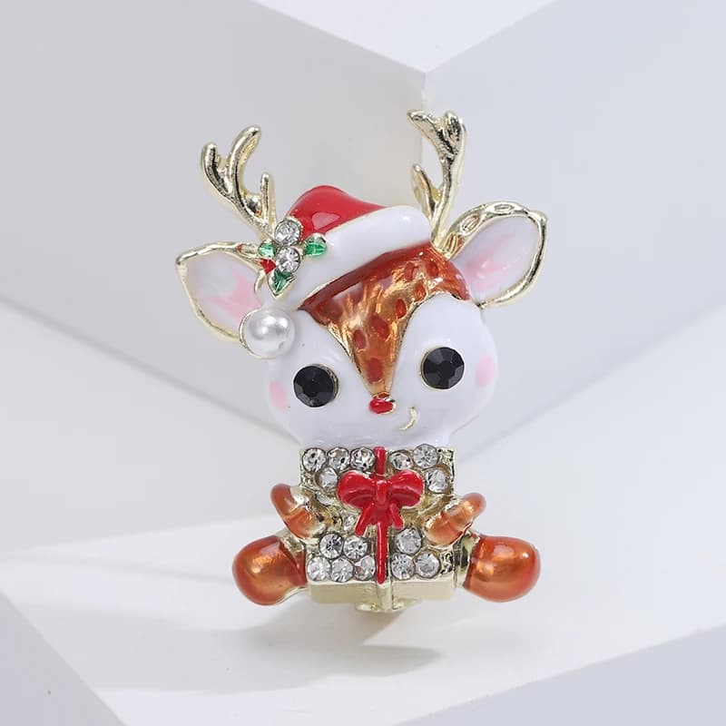 Spille smaltate natalizie a forma di alce per donna, unisex, con strass, a forma di animale, per banchetti, feste, zaini, regali, accessori gioiello