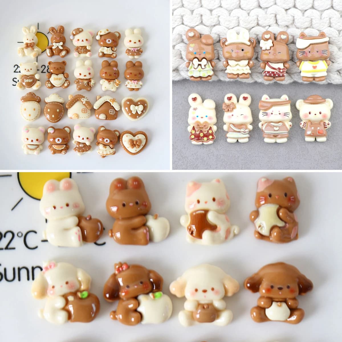 100pcs Kawaii Mini Cartoon Animal Rabbit Dog Cat Resin Flatback Cabochon DIY for Phone Case Hairpin Keychain Earring Scrapbook