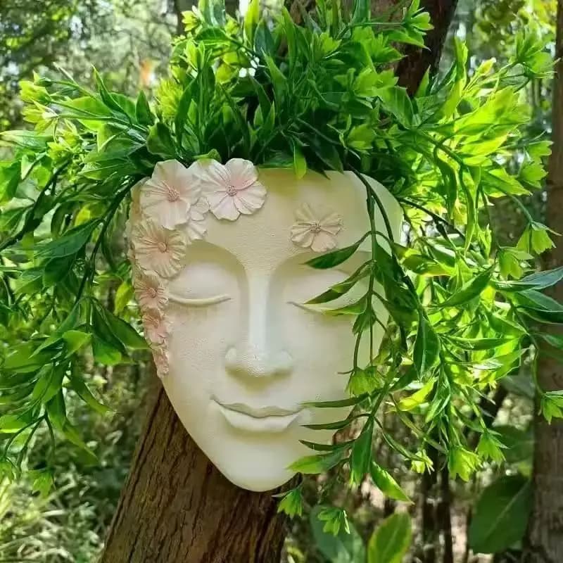 Vaso da fiori per il viso creativo montato a parete Decorazione da giardino con statua in vaso di fiori succulente in resina montata a parete antipioggia