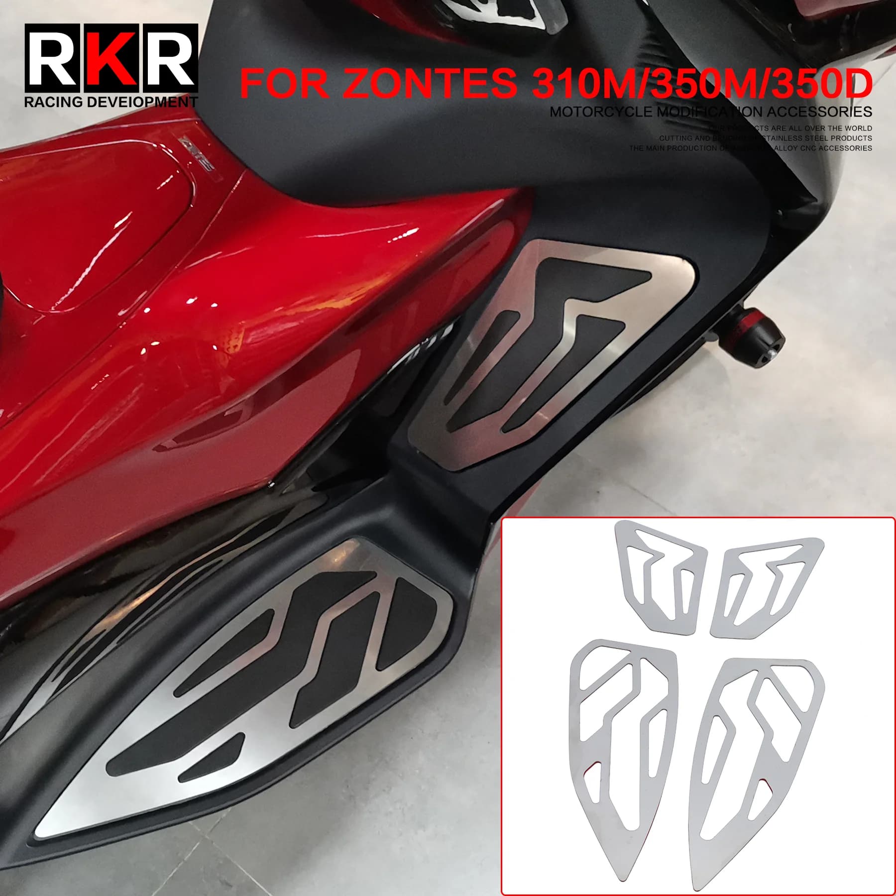 Accessori moto Kit pedali poggiapiedi Pedana Poggiapiedi Pedana in acciaio inossidabile per ZONTES 310M 150M 350M 150D 350D