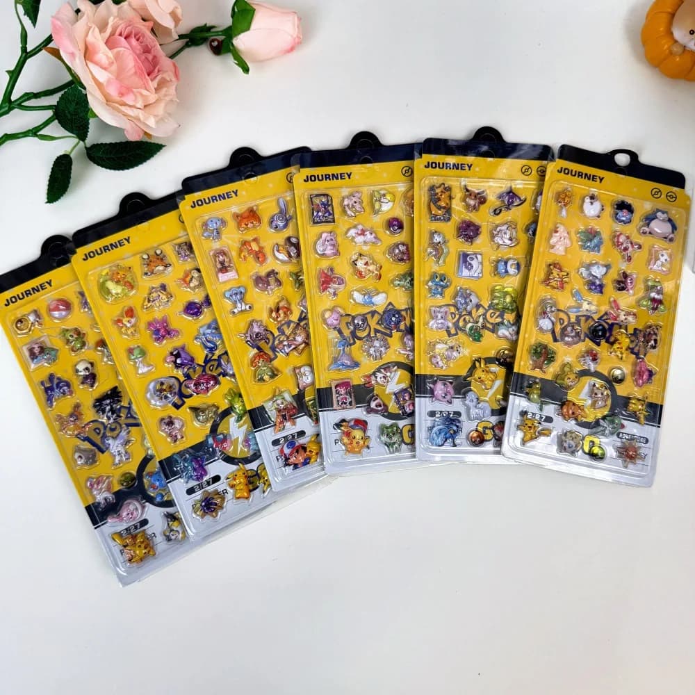 Anime Pokemon Cute Stickers Themed Crystal Kawaii Pikachu 3D Resin Sticker DIY Scrapbooking Decoration Gifts Collectible Toys