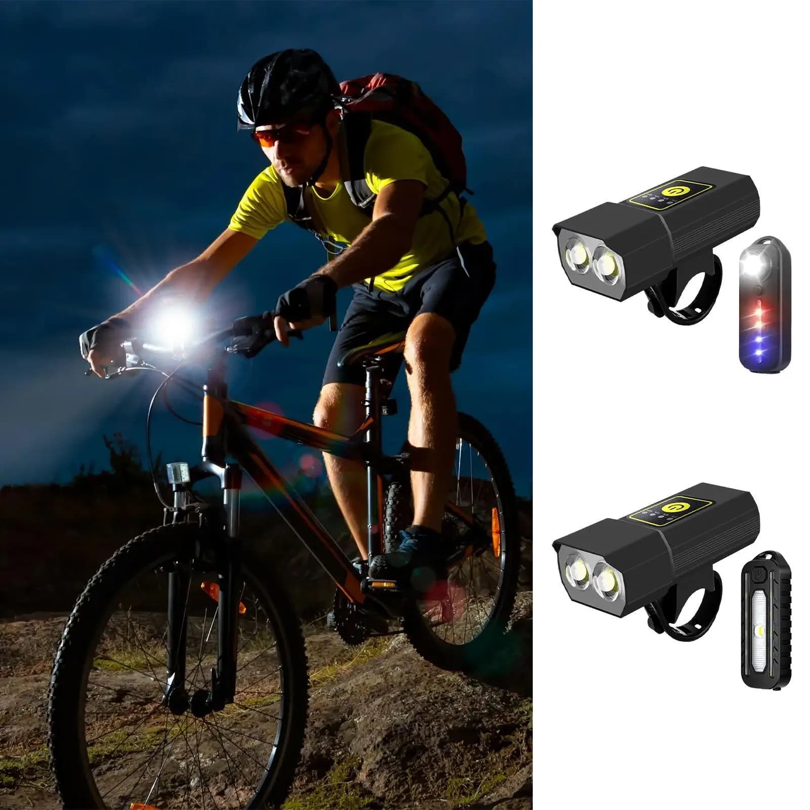 Bicycle Lights for Night Driving Lights for Road Bike LED Lamp Rechargeable Cycling Accessories via USB for Outdoor