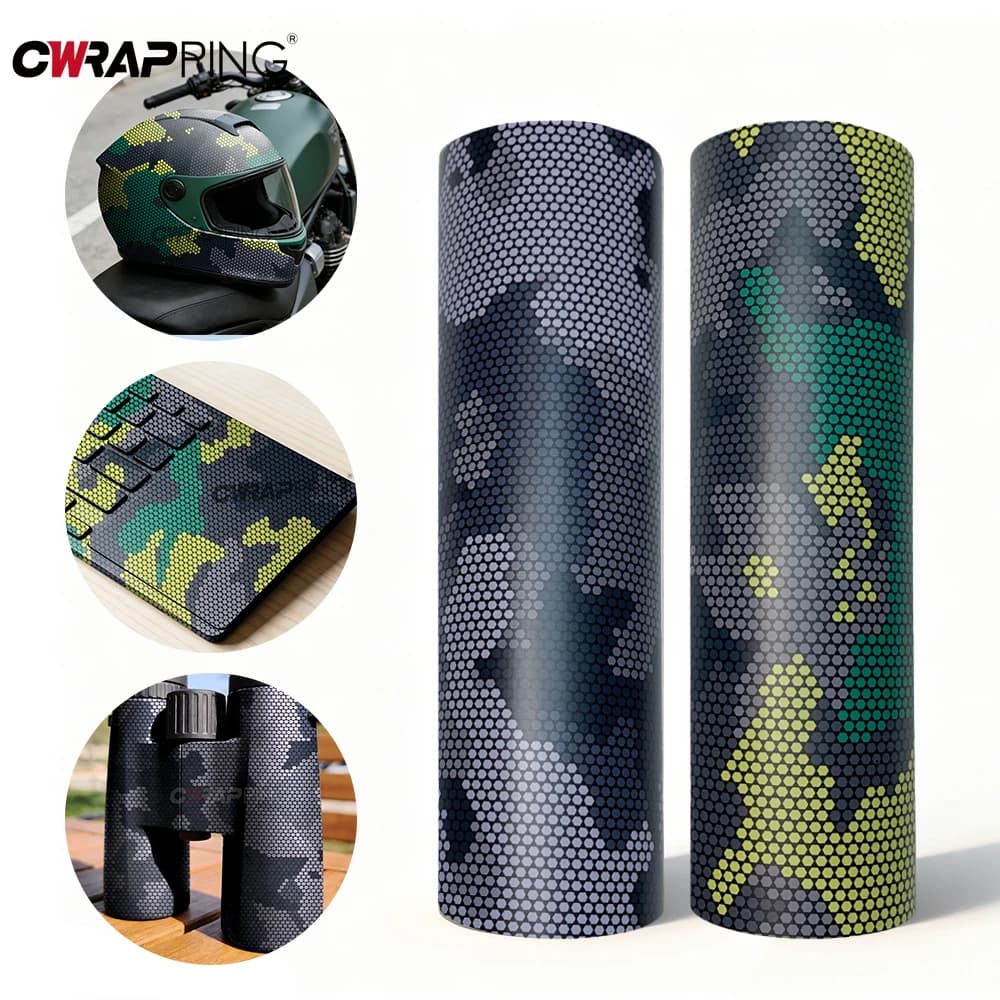 Pellicola Adesiva Diamantata per Auto, Rivestimento in Vinile per Moto e Caschi, Pellicole Camouflage Impermeabili Fai-da-te per Accessori Auto