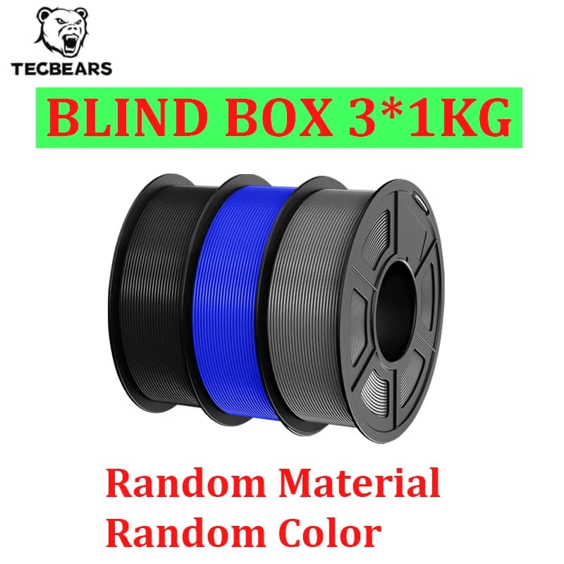TECBEARS Filamento per Stampante 3D Blind Box 3 Rotoli 3KG PLA/HSPLA/PLA PLUS/PLA Classic/PETG/ABS/ASA Spedizione Casuale per Stampanti 3D
