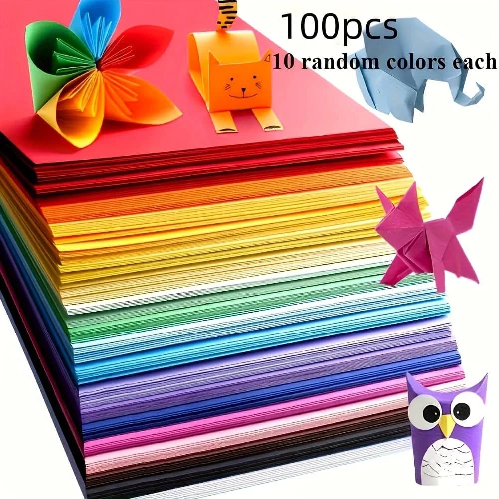 100 sheets of cardstock available in 10 colors for origami art crafts office supplies scrapbooking and sewing