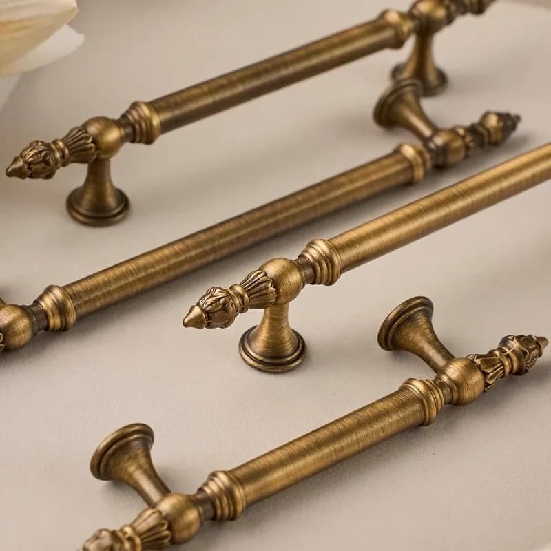 Maniglia per Armadio Antico, Pomello per Cassetti, Maniglia per Mobile da Cucina in Ottone, Accessorio per Mobili Stile Europeo Vintage Lusso Bronzo