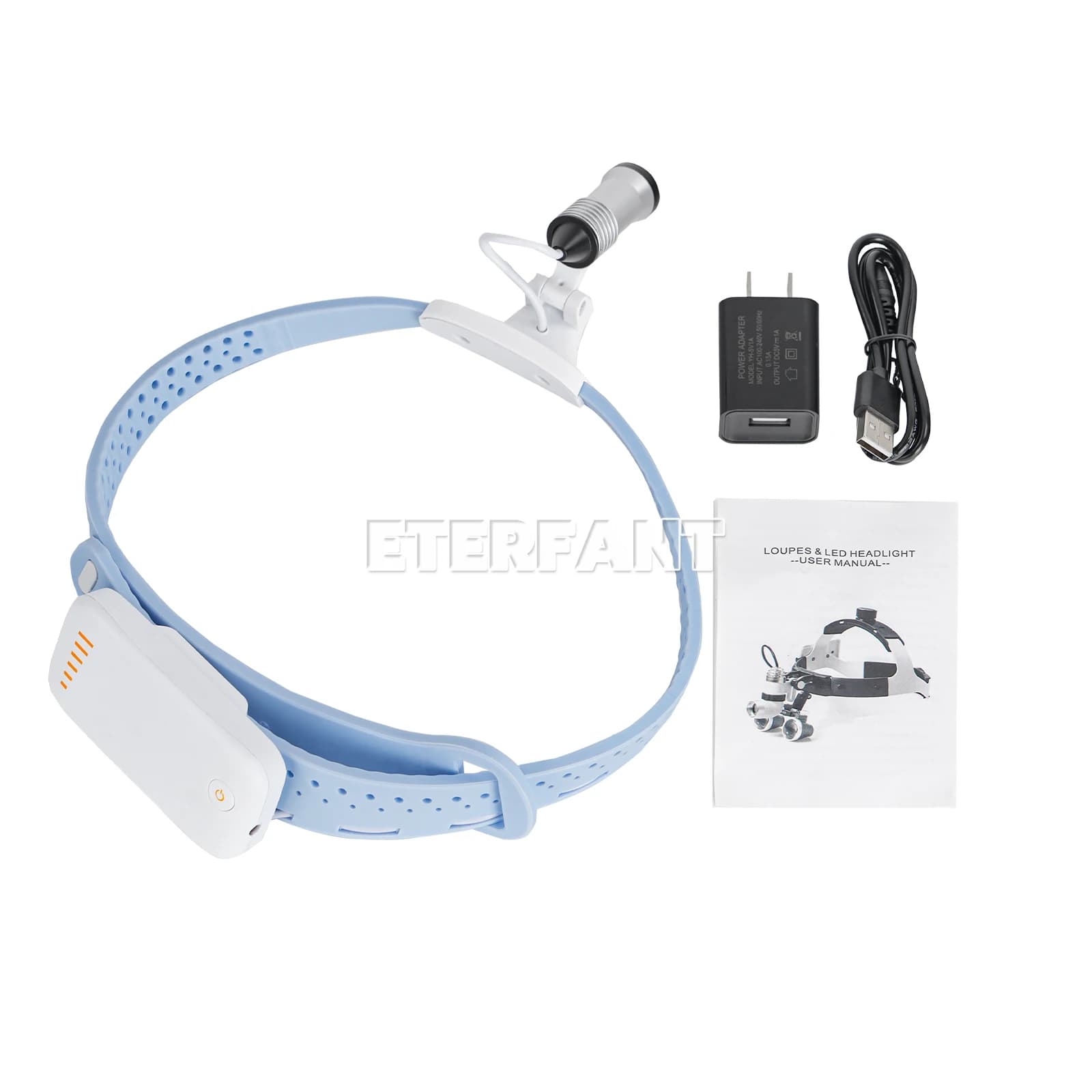 ETERFANT Light Silicone Portable Front Lamp for Dental and Medical Surgery, 5W Adjustable Blue LED