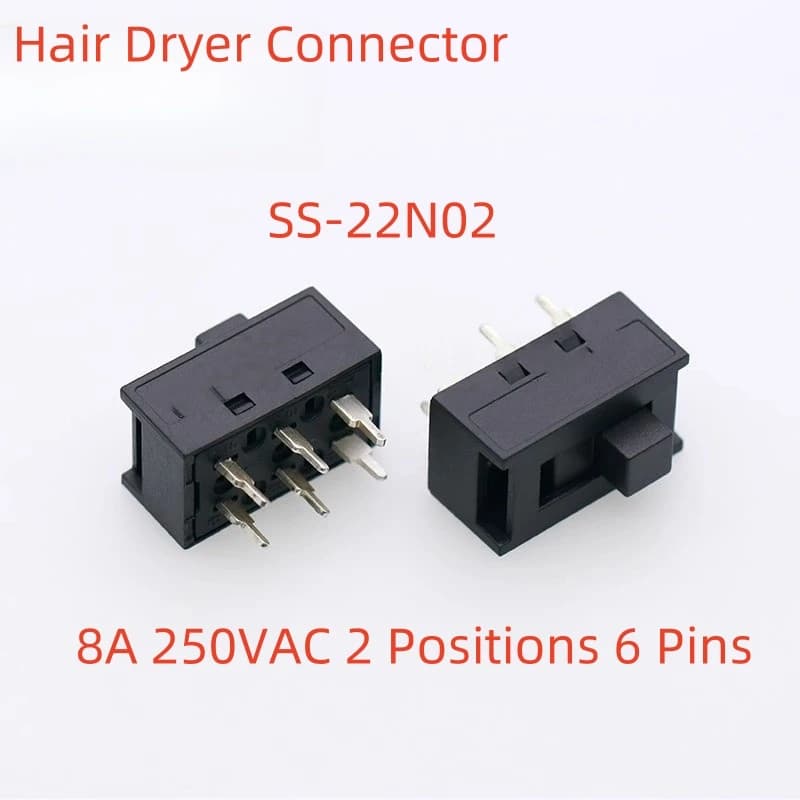 2PCS 8A 250VAC 2/4 Positions SS-22/24N02 Cylinder Hot Air And Cold Lever Breaker For Hair Connector Accessories