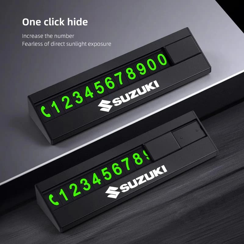 Plate holder with phone number for car parking, interior car accessories for Suzuki Jimny Samurai Vitara Swift Baleno SX4 Ignis Alto DZire