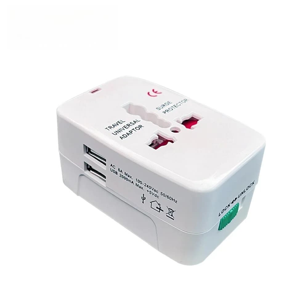 Adattatore da viaggio universale con 2 porte USB Adattatore per caricabatterie Convertitore di presa Presa Connettore adattatore EU UK US AU