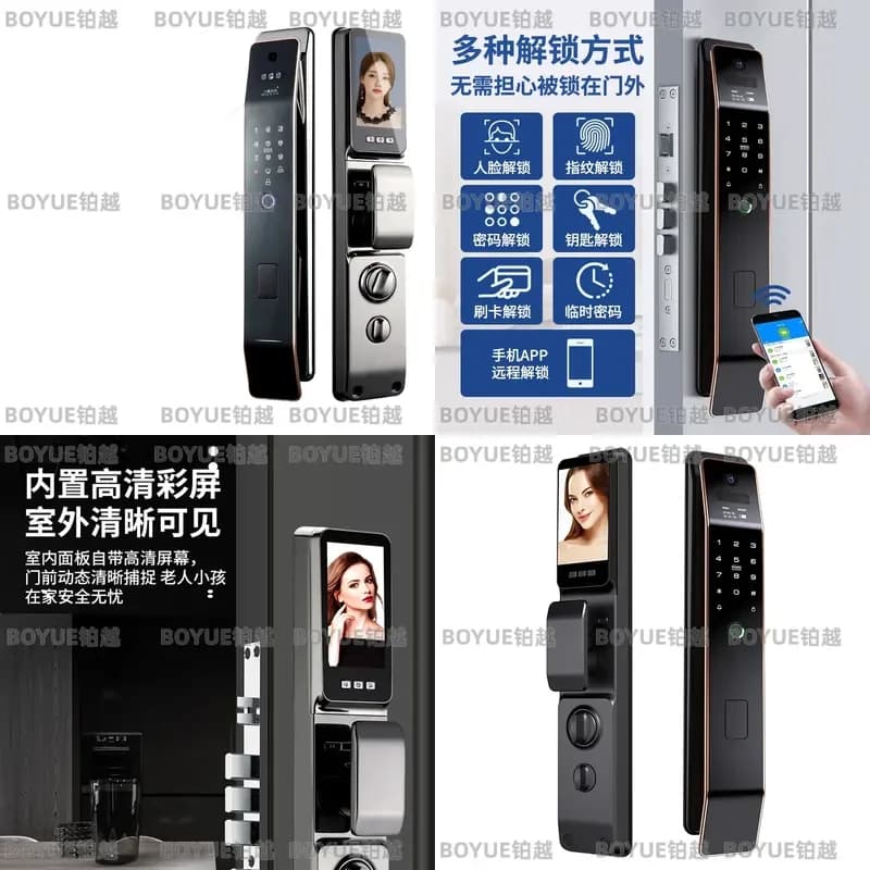 Zinc Alloy Smart Door Lock with Face Recognition and Fingerprint Scanner Keyless Entry Password Security System for Home