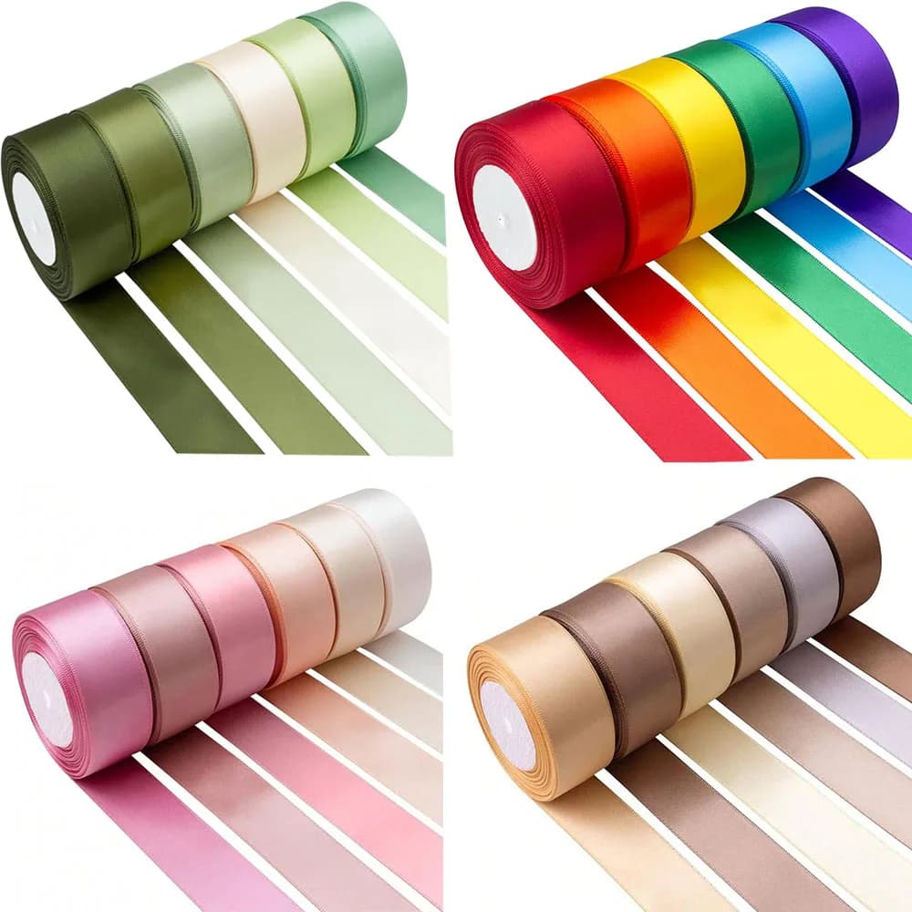 6 rolls of 150 yards of silk ribbon in assorted solid color, satin ribbon for wedding invitations, bouquets, birthday parties, diy gift packs