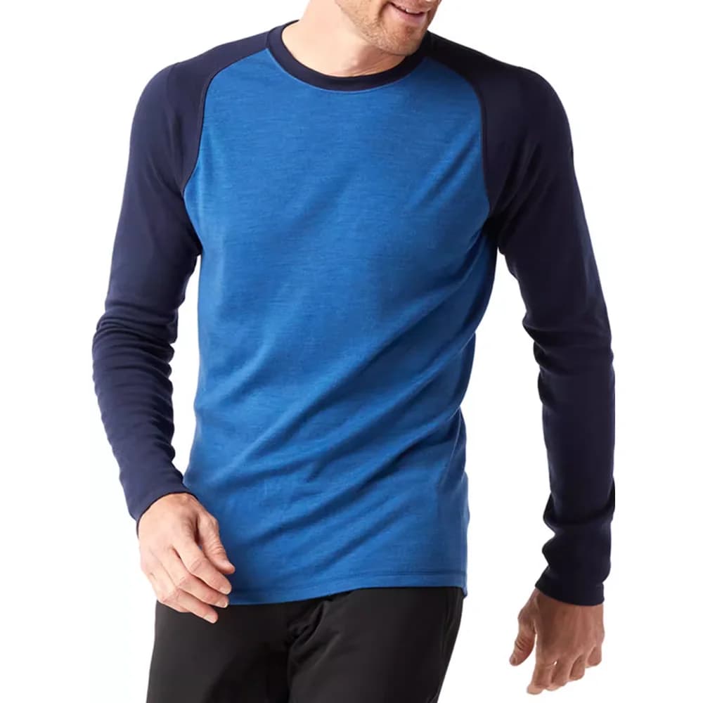 T-shirt da uomo a maniche lunghe in lana merino al 100% Camicia in lana Laye con base termica 200 g/m2 Traspirante anti-odore
